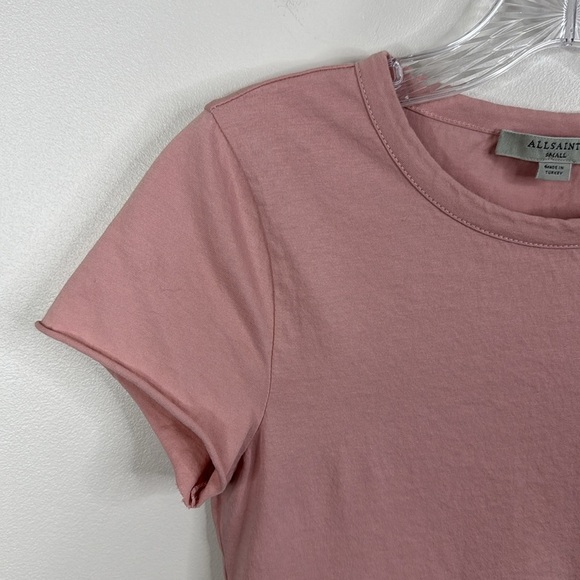 All Saints Women's Size Small Soft Pink Raw Hem Short Sleeve Tee - Picture 4 of 8